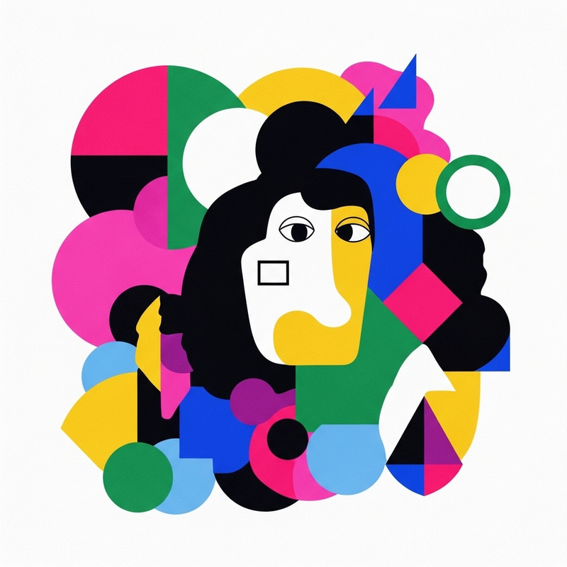 Vivid Abstract Illustration: Geometric Figures & Vibrant Hues
