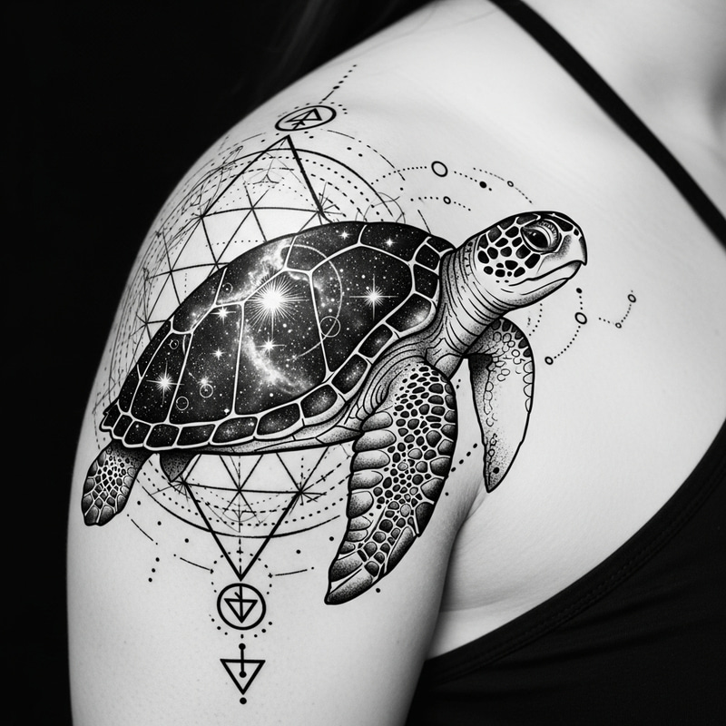 Spiritual Sea Turtle Tattoo Design for Shoulder Spiritual Sea Turtle Tattoo Design for Shoulder
