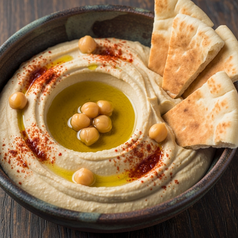 Creamy Traditional Middle Eastern Hummus in Ceramic Bowl Creamy Traditional Middle Eastern Hummus in Ceramic Bowl