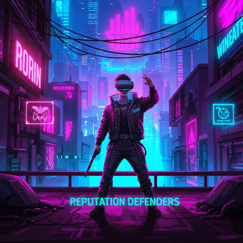 Futuristic Cyberpunk Metaverse: Reputation Defender Artwork Futuristic Cyberpunk Metaverse: Reputation Defender Artwork