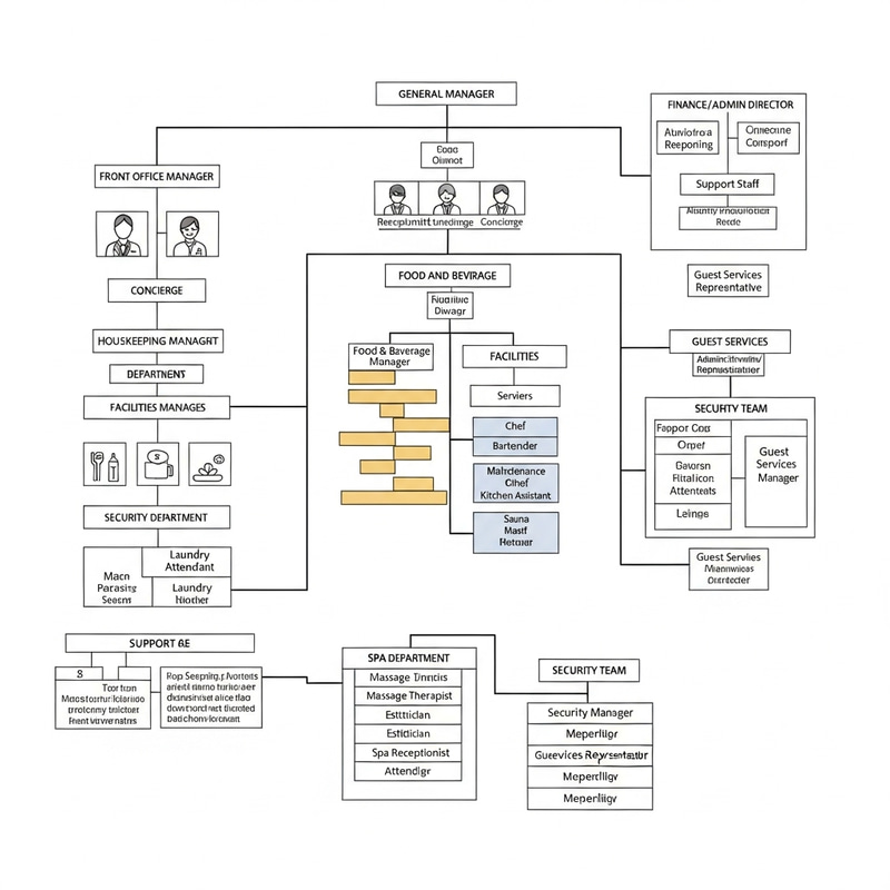 Hotel Resort Organizational Chart | Departments & Personnel Listed