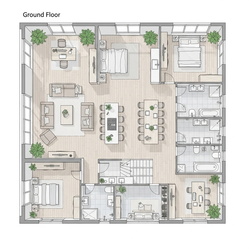 Aesthetic Two-Story House Floor Plan | Modern Design