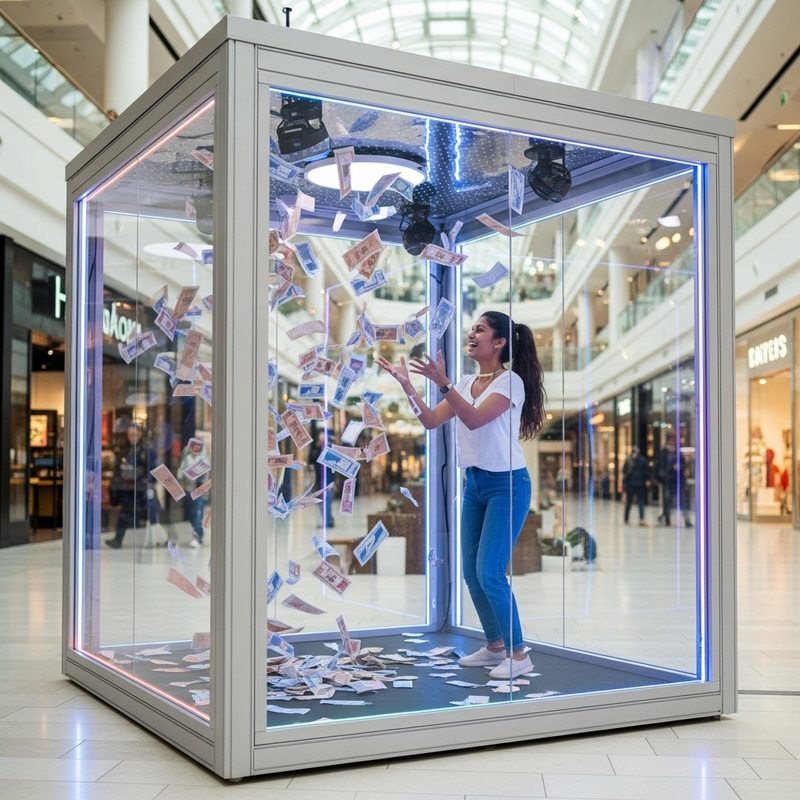 Interactive LED Coupon Booth in Modern Shopping Center Interactive LED Coupon Booth in Modern Shopping Center