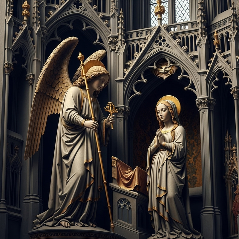 Gothic Style Archangel Gabriel Announces Virgin Mary