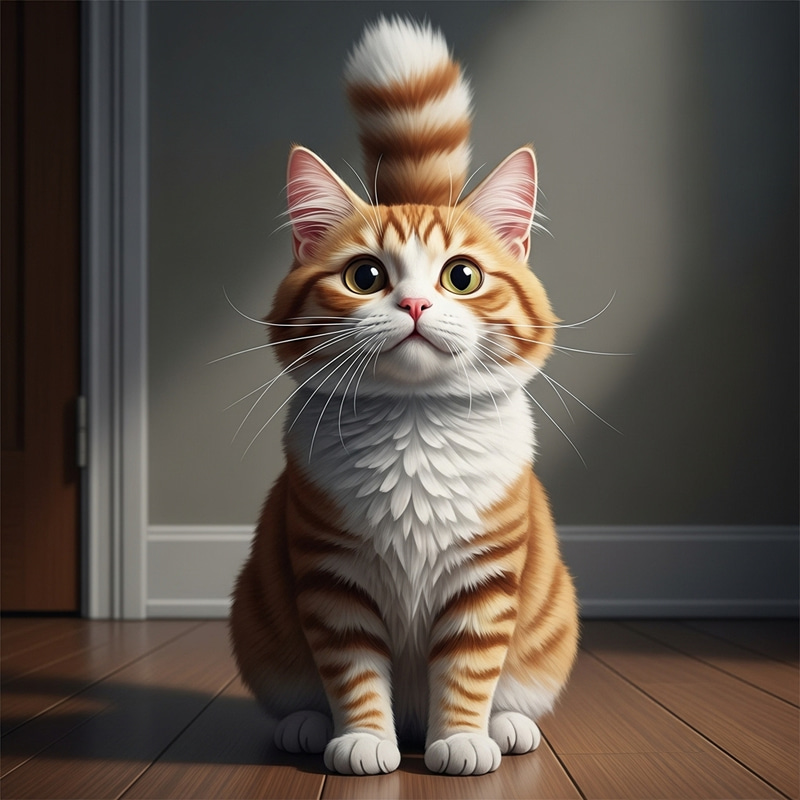 Whimsical Tiger-Striped Cat with Wide Eyes Whimsical Tiger-Striped Cat with Wide Eyes