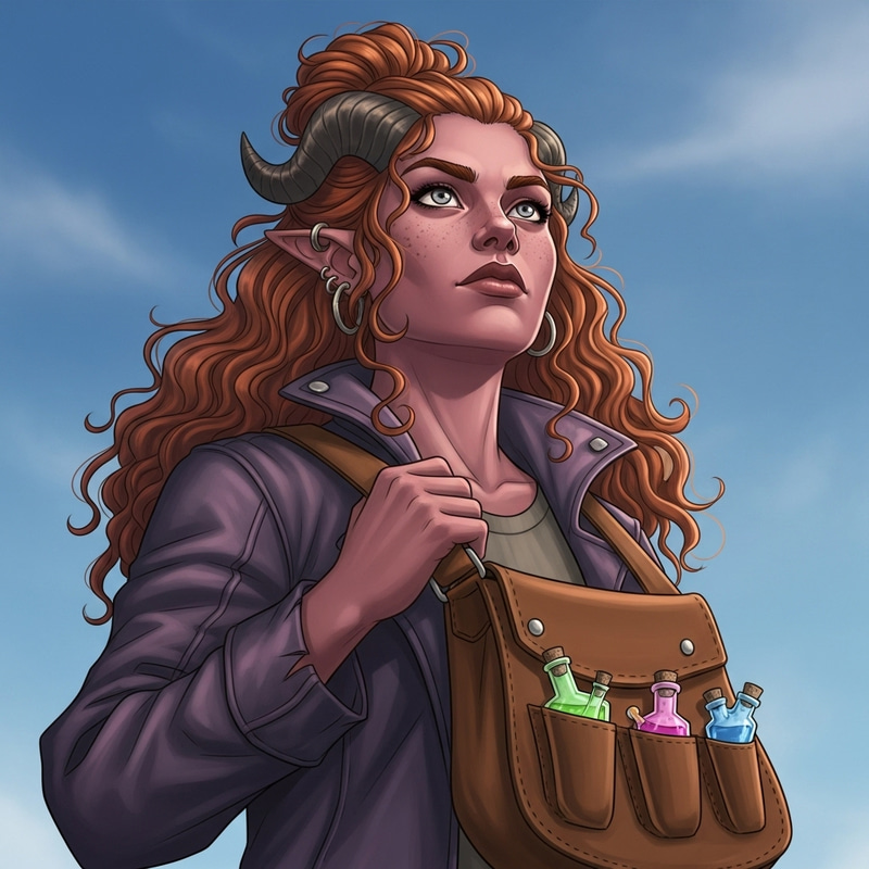 Resilient Hispanic Woman with Gray-Pink Skin and Horns Resilient Hispanic Woman with Gray-Pink Skin and Horns