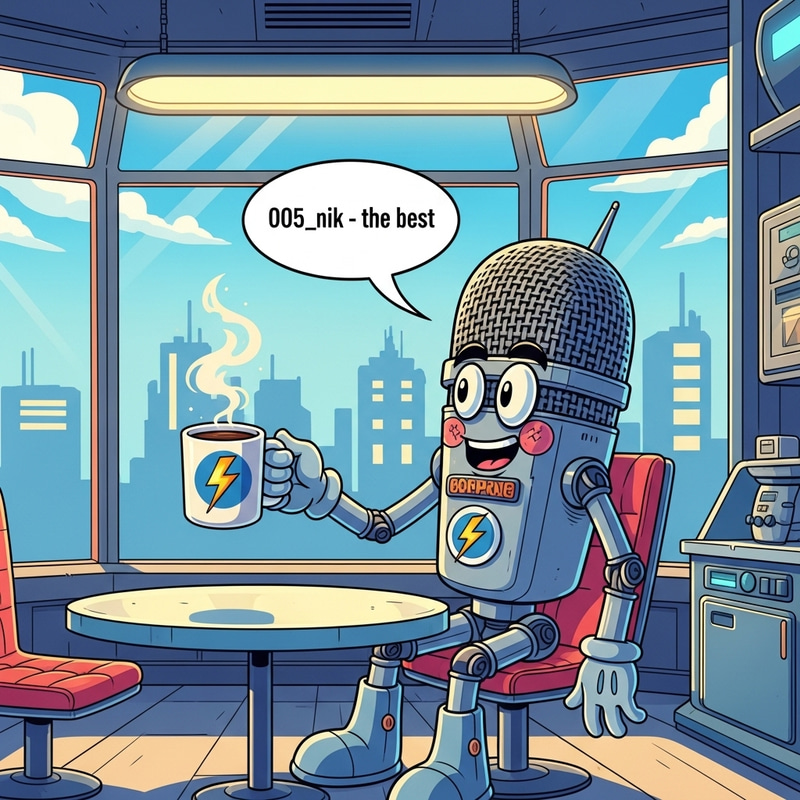 Futuristic Cartoon Microphone with Lightning Bolt Coffee Mug - 005_nik Futuristic Cartoon Microphone with Lightning Bolt Coffee Mug - 005_nik