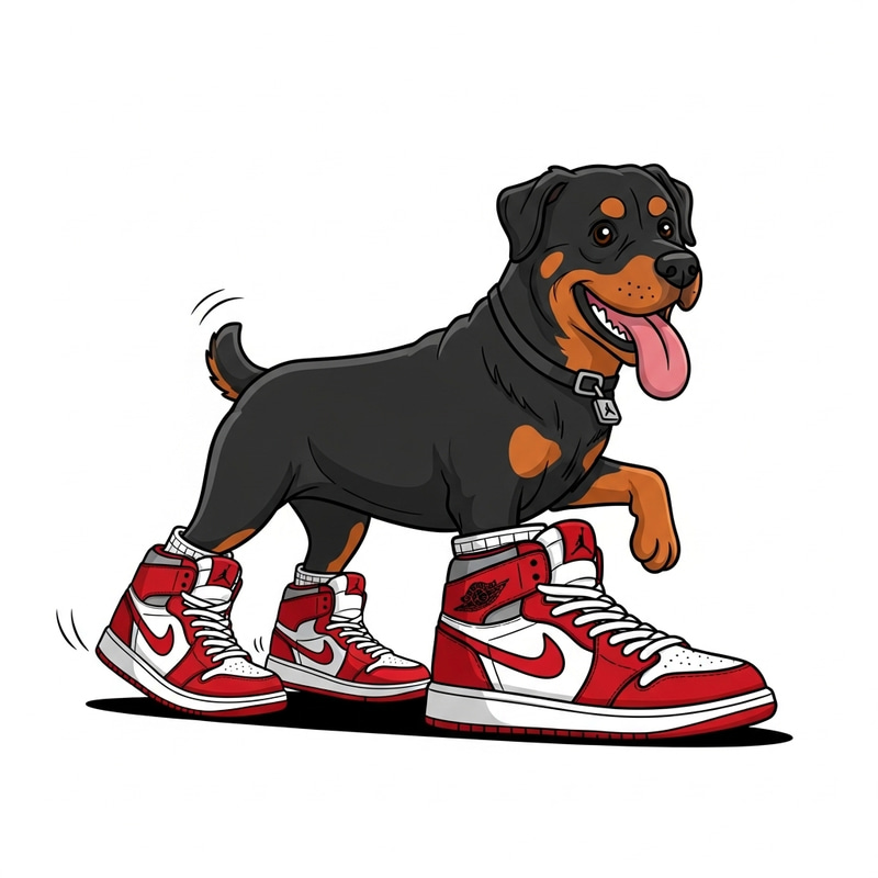 Animated Rottweiler Dog with Jordan Sneakers Animated Rottweiler Dog with Jordan Sneakers