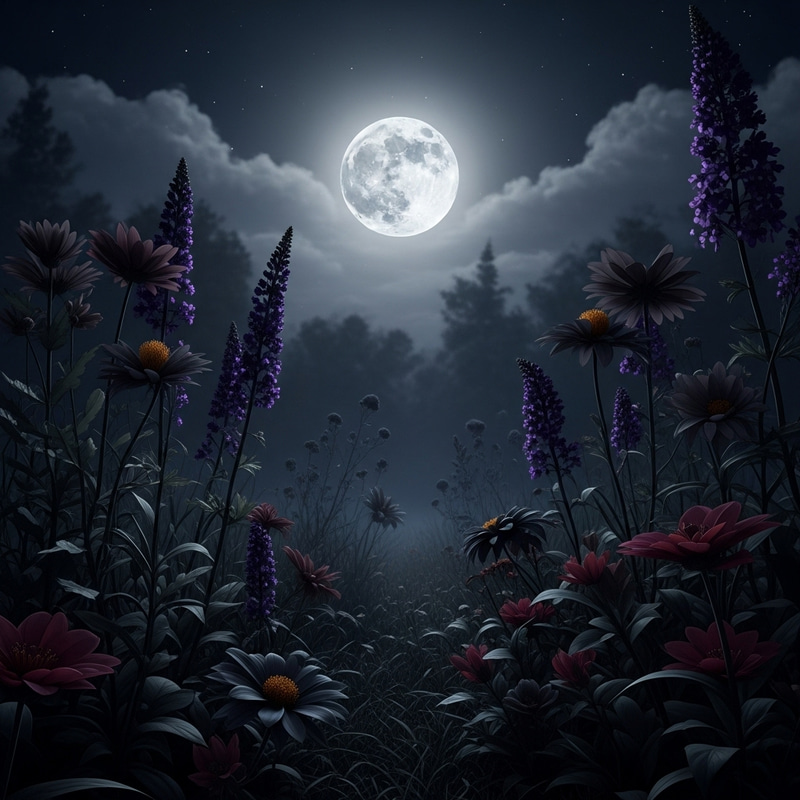 Dark Flora Blooming under Full Moon Dark Flora Blooming under Full Moon