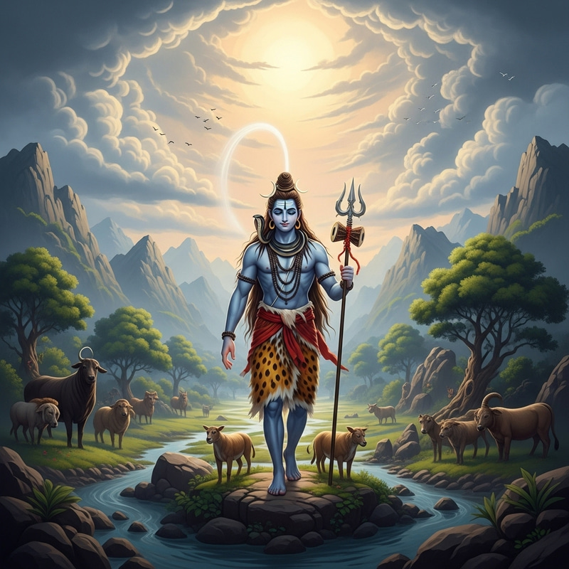 Realistic Lord Shiva In Mystical Landscape Realistic Lord Shiva In Mystical Landscape