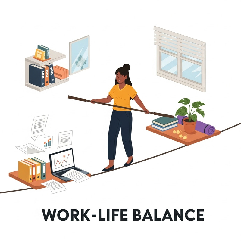 Woman Striving for Work-Life Balance: An Animated Image Woman Striving for Work-Life Balance: An Animated Image
