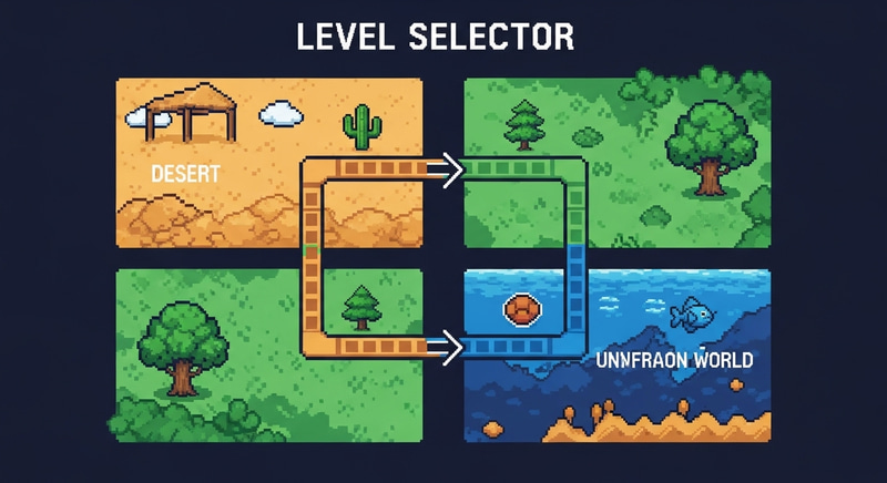 Pixelated Level Selector Map for Classic Games