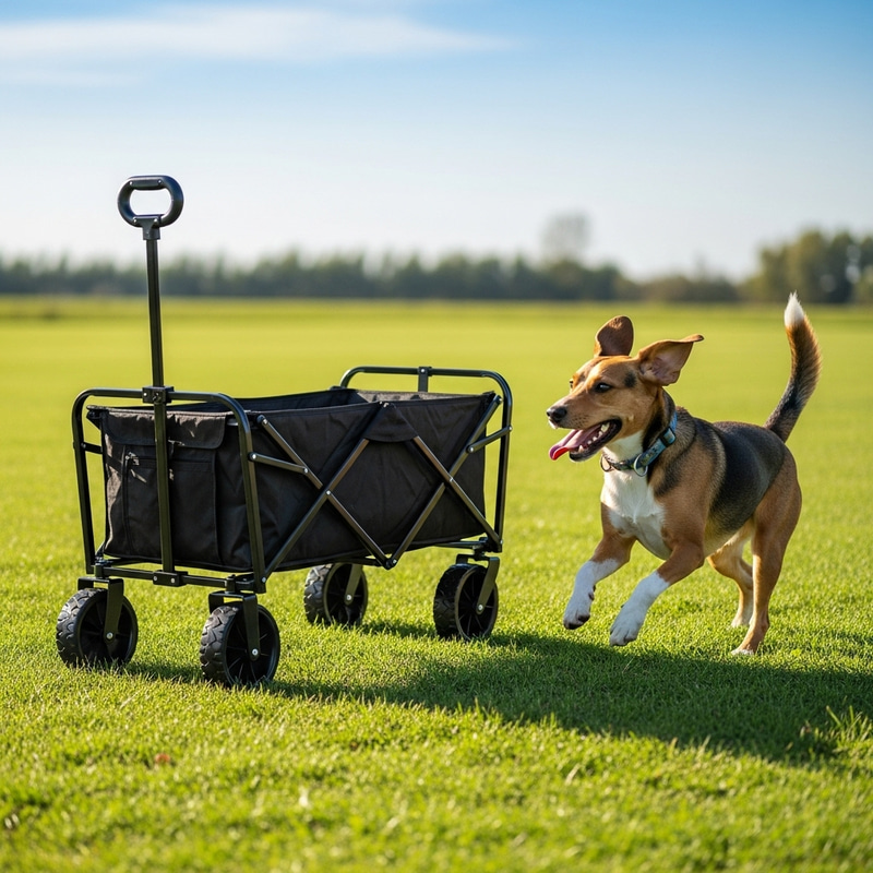 Lightweight Black Camping Trolley: Perfect for Outdoor Fun Lightweight Black Camping Trolley: Perfect for Outdoor Fun
