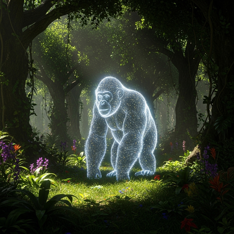 Virtual Ape in Biodiverse Jungle | Digital NFT Artwork Virtual Ape in Biodiverse Jungle | Digital NFT Artwork