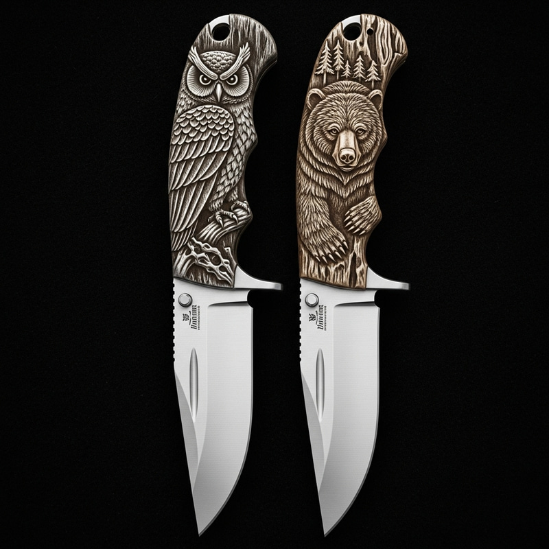 Handcrafted Owl and Bear Military Knives - Ideal for Survivalists