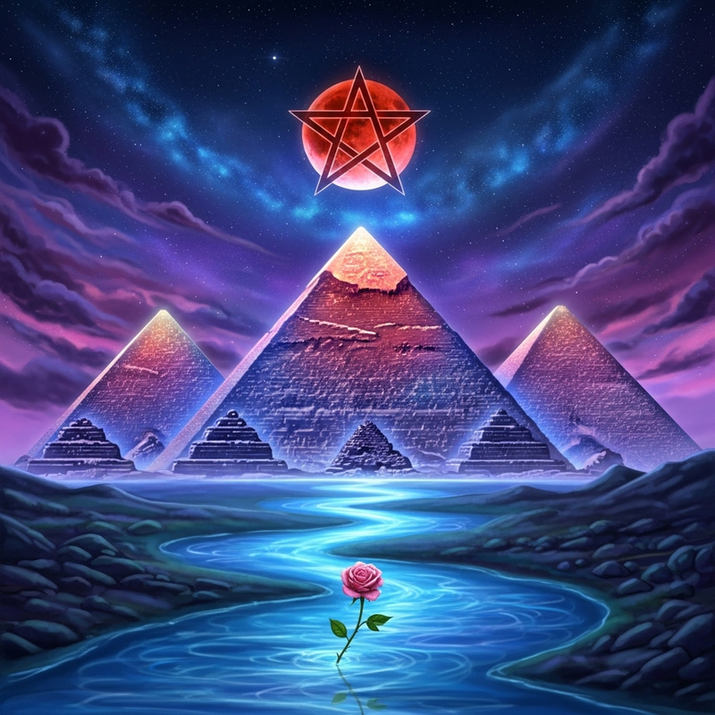 Majestic Pyramids Under a Cosmic Sky Artwork Majestic Pyramids Under a Cosmic Sky Artwork