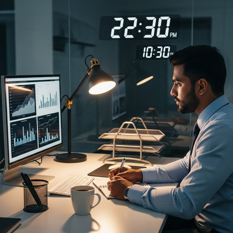 Dedicated South Asian Professional Working Late - Hard Work Personified Dedicated South Asian Professional Working Late - Hard Work Personified