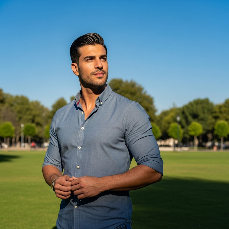 Handsome Middle-Eastern Man in City Park - Charismatic Look