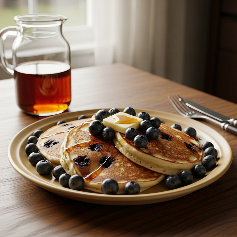 Fluffy Pancakes with Fresh Blueberries