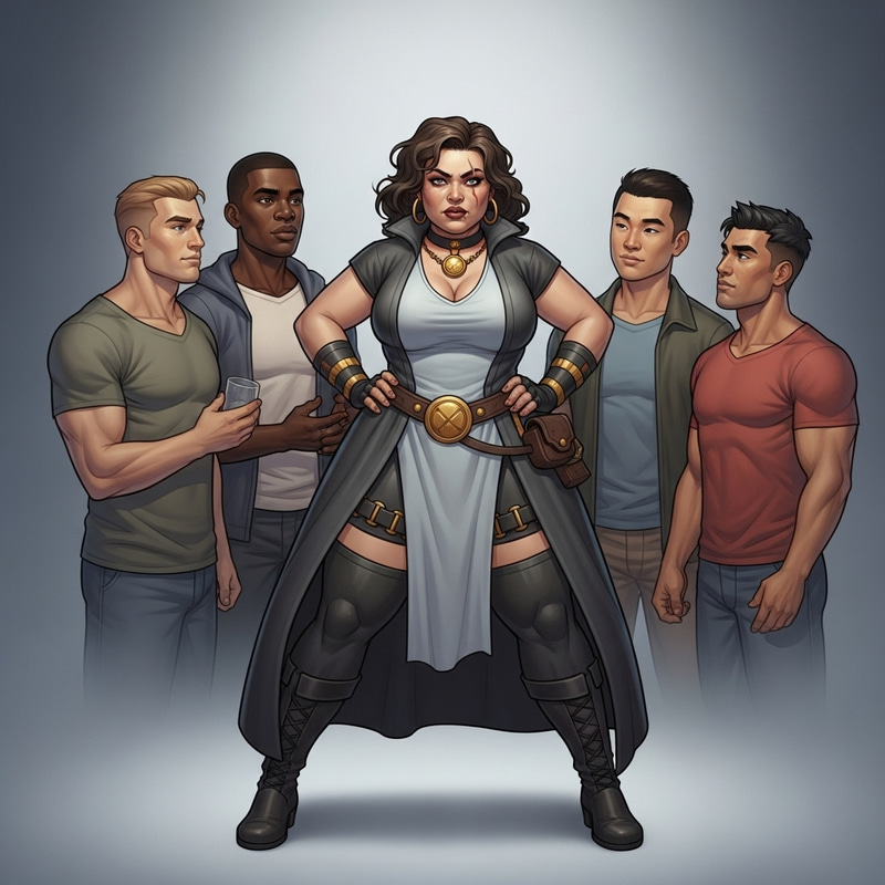 Powerful Curvy Woman with Unique Scar - Enigmatic Presence Powerful Curvy Woman with Unique Scar - Enigmatic Presence