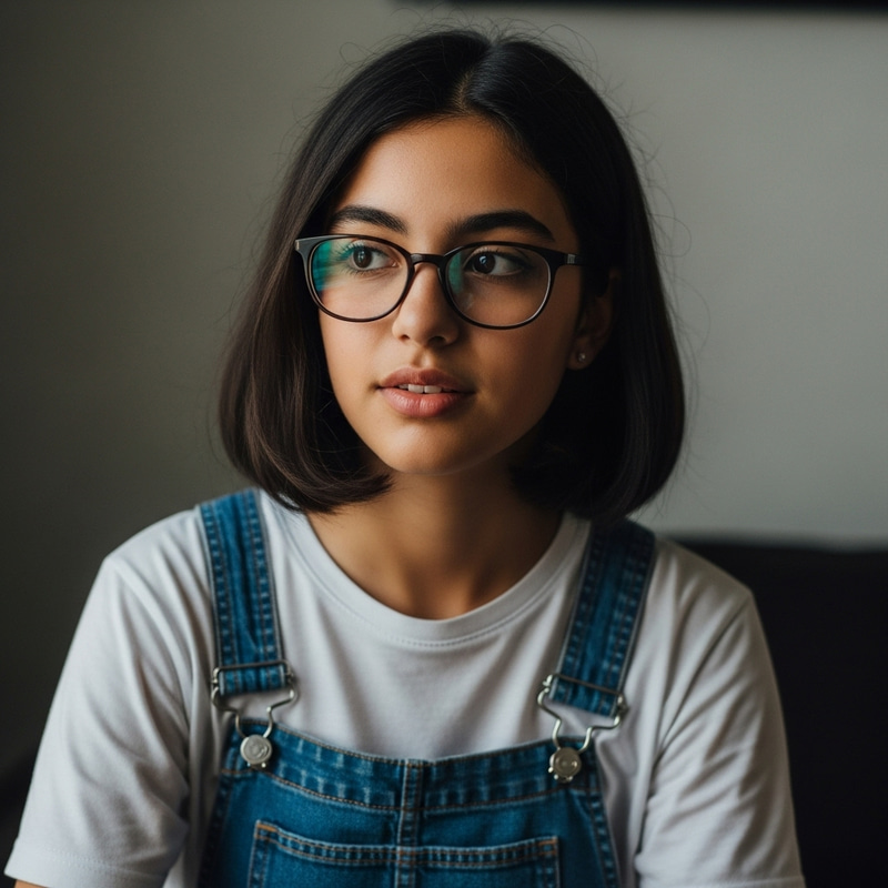 Bi-Racial Teen Girl with Trendy Bob Hairstyle | Soft Lighting Bi-Racial Teen Girl with Trendy Bob Hairstyle | Soft Lighting