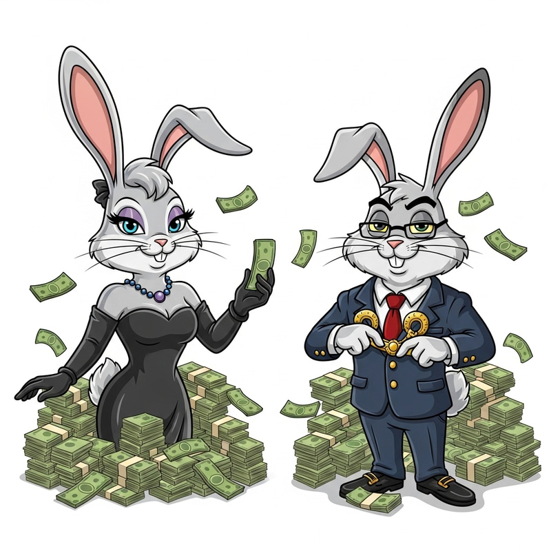 Wealthy Lola Bunny and Bugs Bunny With Currency