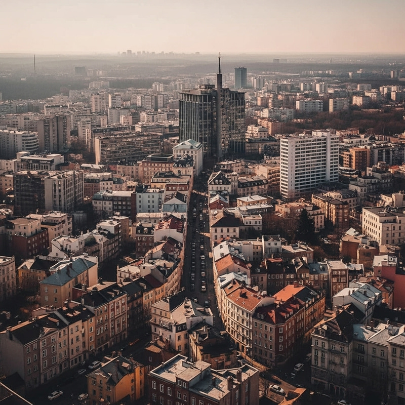 Abstract Cityscape Art: Unique Urban Landscape with Colorful Shapes