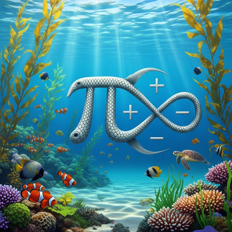Math-Inspired Fish Swimming in Vibrant Underwater Scene Math-Inspired Fish Swimming in Vibrant Underwater Scene