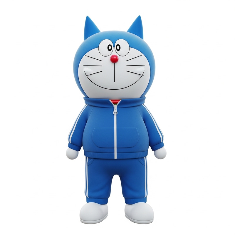 Blue Robotic Cat in Tracksuit - Doraemon Cosplay Costume