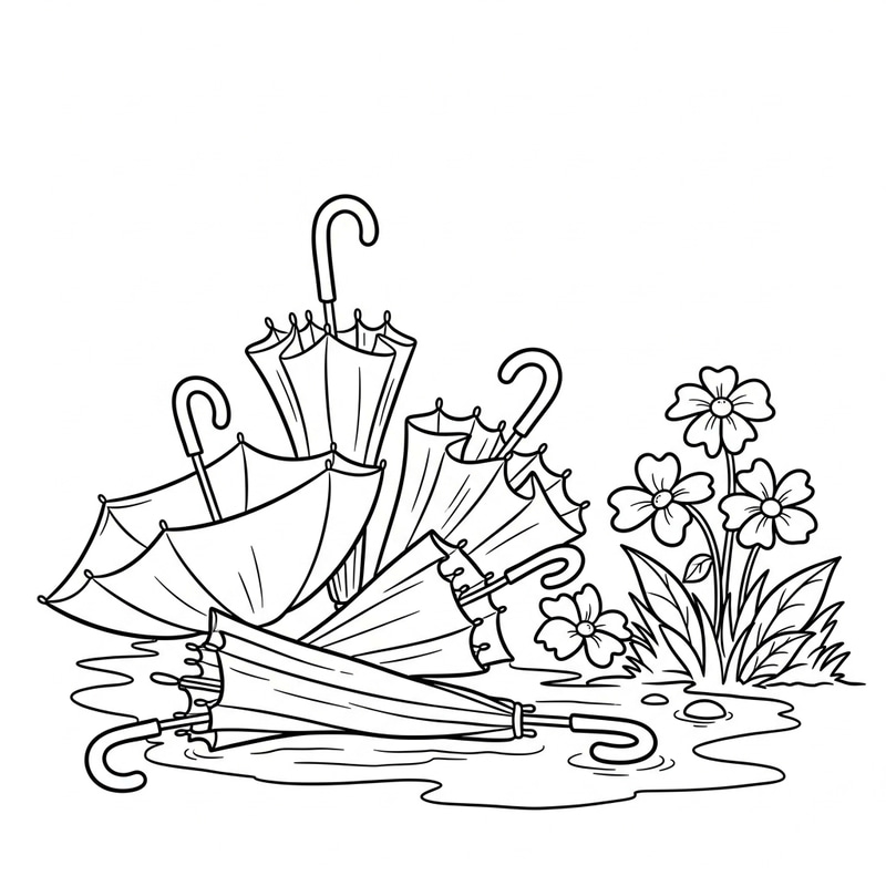 Coloring Fun: Umbrellas and Flowers for Kids Coloring Fun: Umbrellas and Flowers for Kids