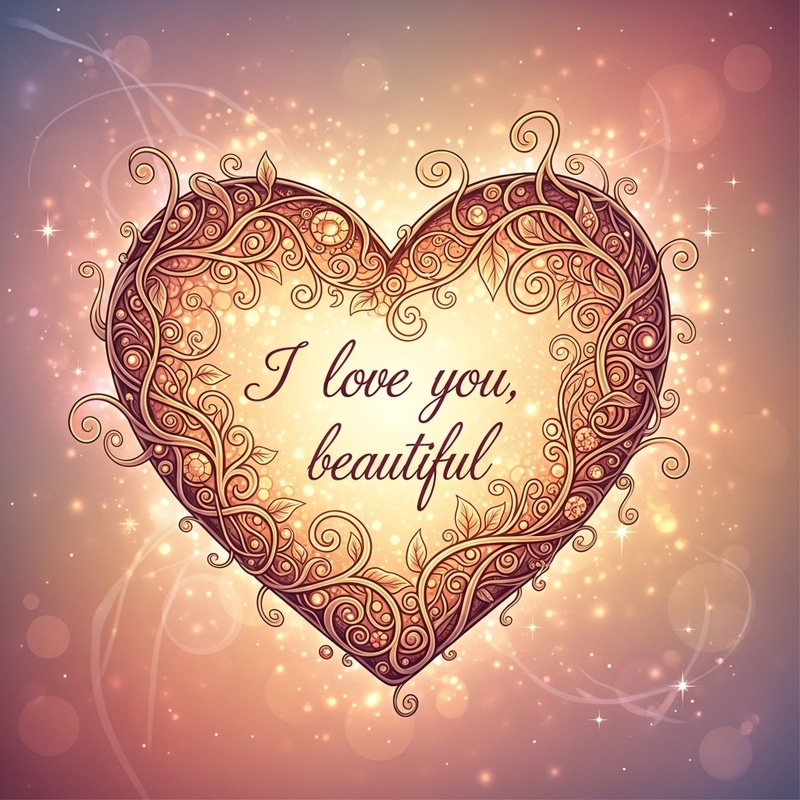 Lovely Heart Illustration - I Love You, Beautiful Lovely Heart Illustration - I Love You, Beautiful
