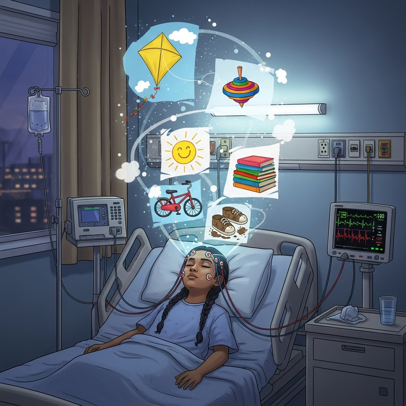 Girl's Hospital Bed Childhood Memories in 2D Form