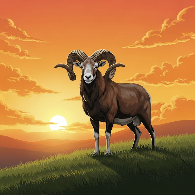 Majestic Ram on a Sunset Hill Majestic Ram on a Sunset Hill