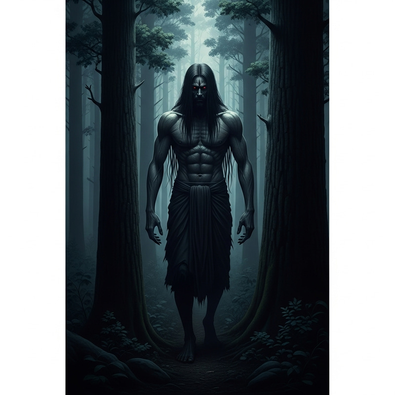 Enigmatic Male Creature in Ominous Forest | Mysterious Presence