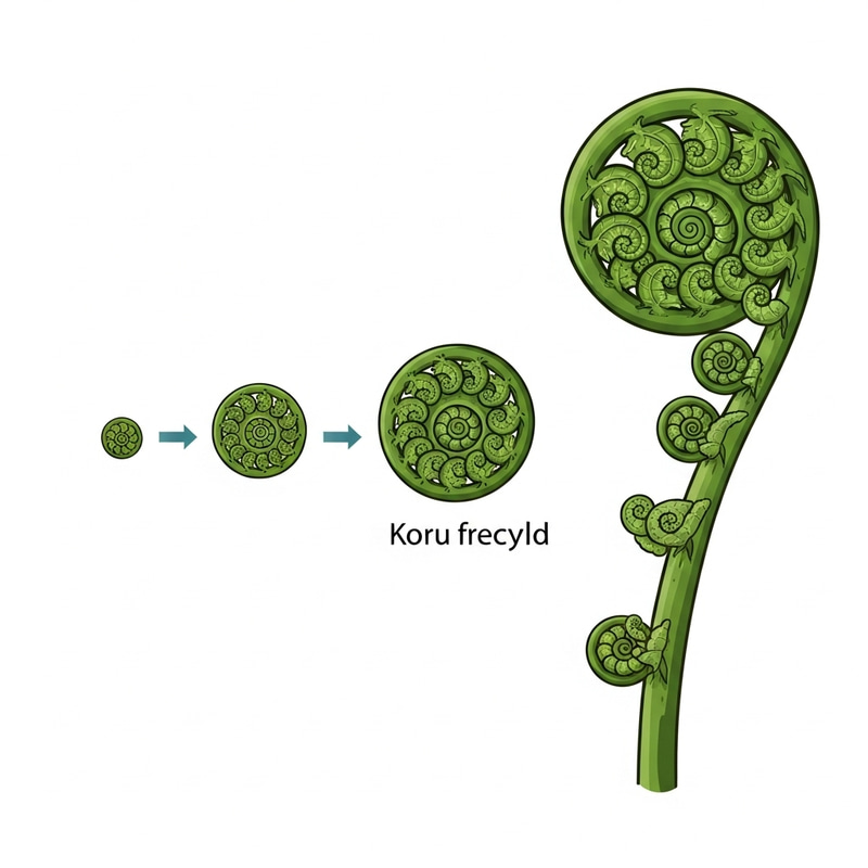 Stages of a Koru Frond: From Bud to Leaf