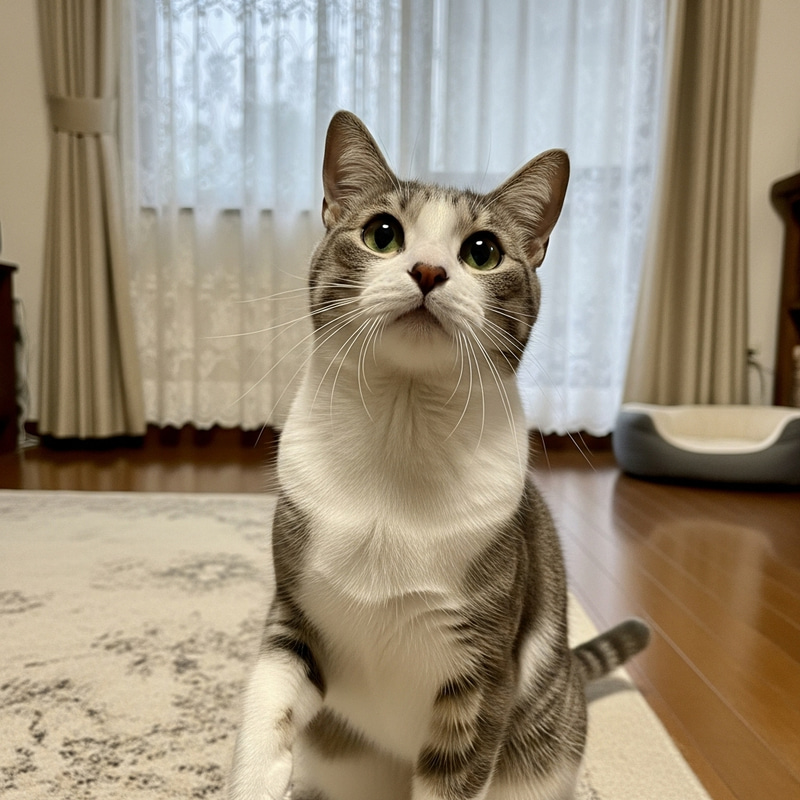 Medium Gray and White Domestic Cat