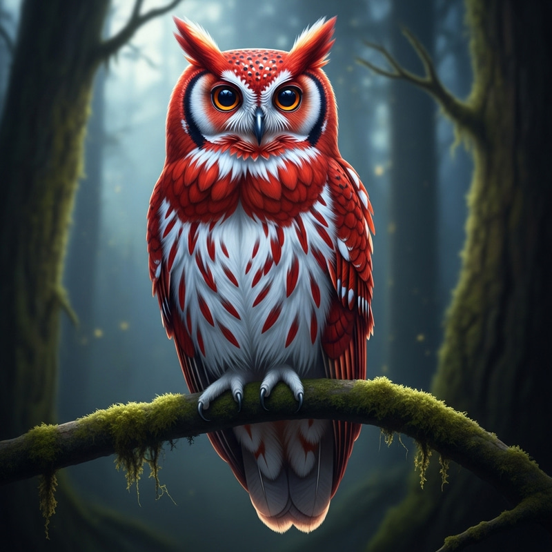 Realistic Red Owl with Stunning White Fur - HD Masterpiece