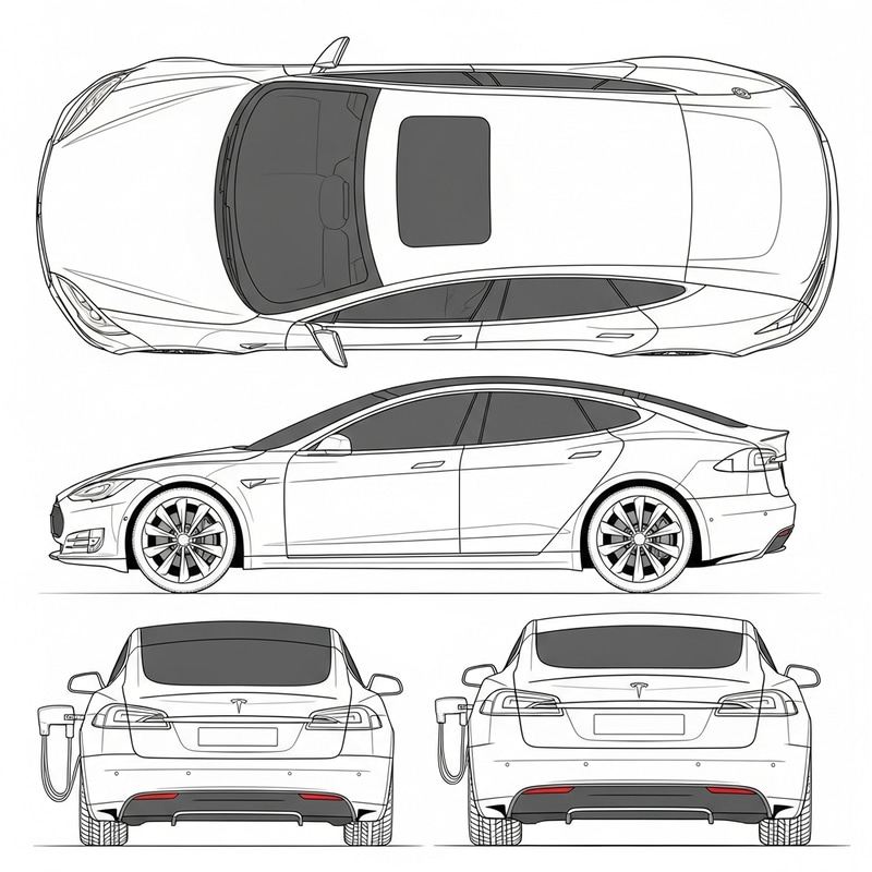 Tesla Model S Blueprint: All Side Views Tesla Model S Blueprint: All Side Views