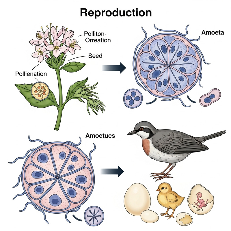 Reproduction in Living Organisms: An Educational Illustration Reproduction in Living Organisms: An Educational Illustration