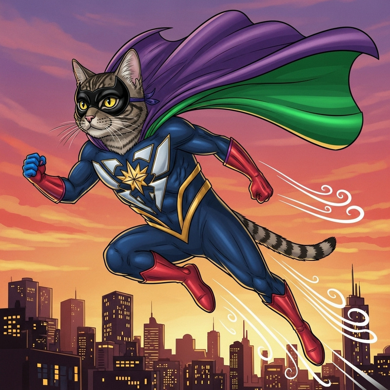 Tabby Cat Generic Superhero Costume - Unique Illustration Tabby Cat Generic Superhero Costume - Unique Illustration