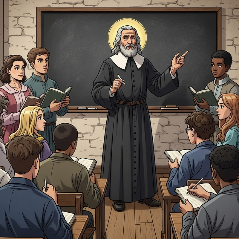 Saint Joseph Calasanz Teaching Diverse Youth in Traditional Classroom