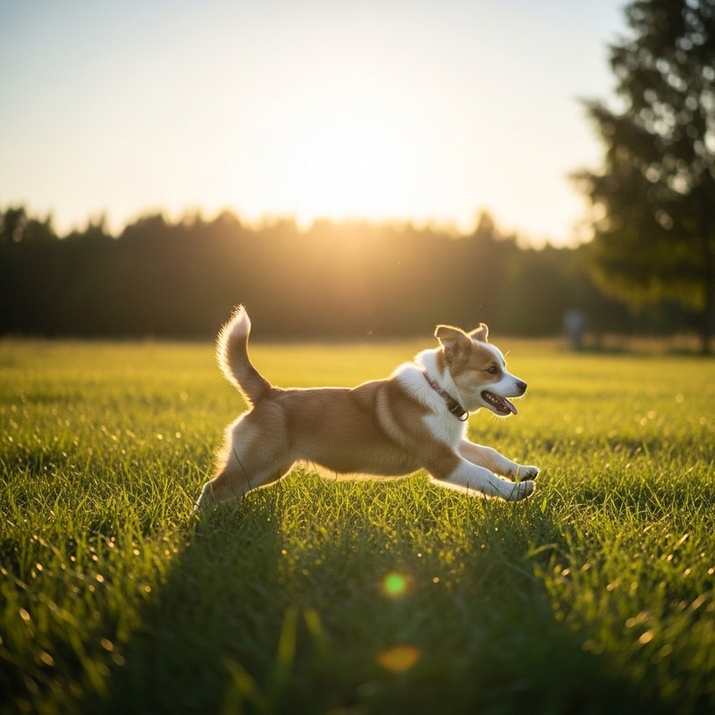 Playful Dog Leaping in Sun-Kissed Meadow | Vintage Rolleiflex Photography Playful Dog Leaping in Sun-Kissed Meadow | Vintage Rolleiflex Photography