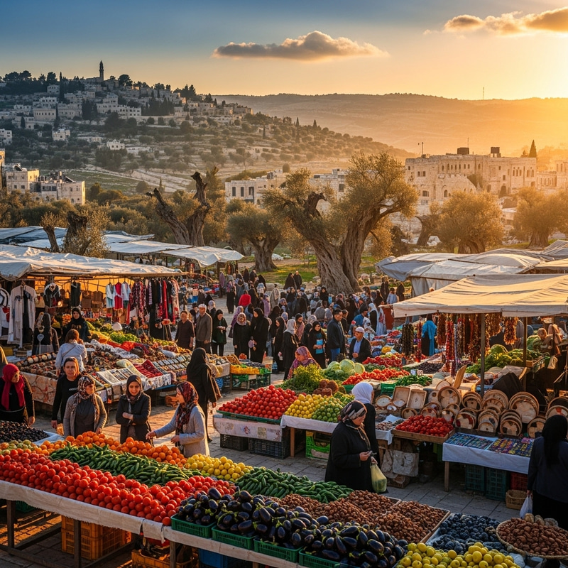 Palestine Landscape at Twilight with Olive Trees Palestine Landscape at Twilight with Olive Trees