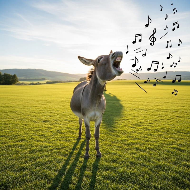 Donkey Singing in Enchanting Green Field Donkey Singing in Enchanting Green Field