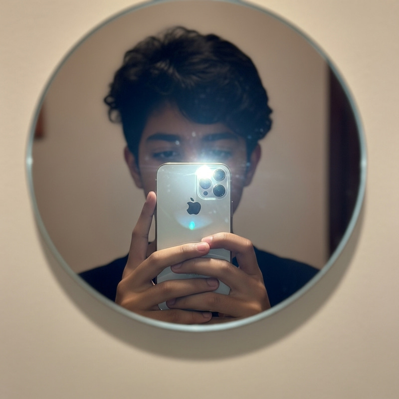 Young Boy Taking Selfie with iPhone, Face Not Visible