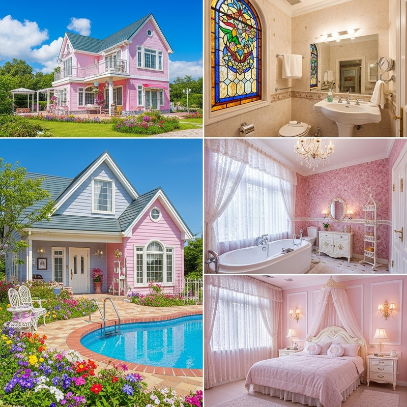 Captivating Pastel-Colored Cottage with Enchanting Garden and Spectacular Pool Captivating Pastel-Colored Cottage with Enchanting Garden and Spectacular Pool