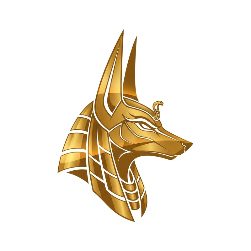 Anubis Mythical God Logo in Golden Color | Ancient Egypt Deity Design