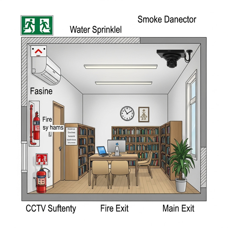 Modern Single-Room Library: 3D Design with Safety Features Modern Single-Room Library: 3D Design with Safety Features
