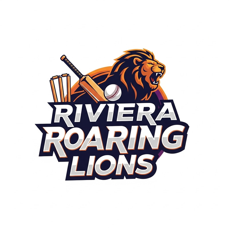Modern Logo Design with Roaring Lion for Riviera Roaring Lions Cricket Team Modern Logo Design with Roaring Lion for Riviera Roaring Lions Cricket Team