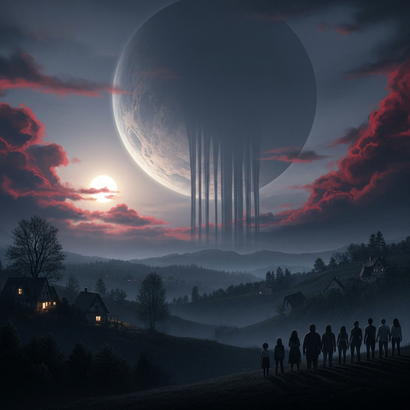 World Overshadowed: Symbolic Fear in Ominous Planet Scene World Overshadowed: Symbolic Fear in Ominous Planet Scene